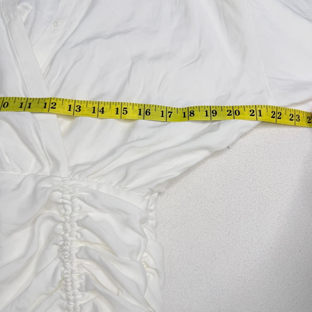 ✨NWT•Mistress Rocks | ‘ITS A WRAP’ White Draped Shirt Dress - Picture 12 of 14